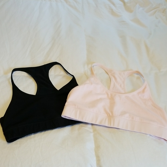 2 Pact Organic Cotton racer back bras, one light Pink, one Blk - Picture 4 of 10